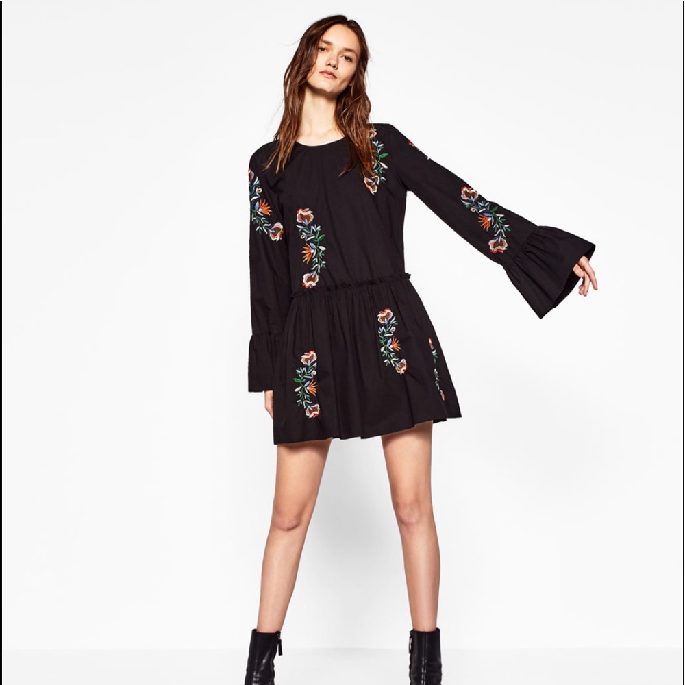 Zara Embroidered Floral Dress